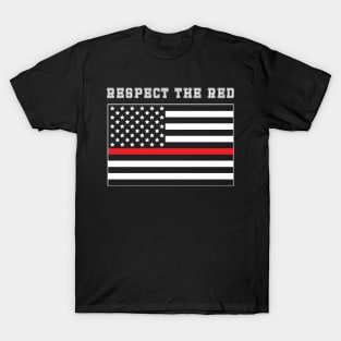 Respect The Red Thin Red Line American Flag T-Shirt